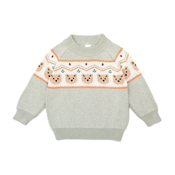 Bear Sweater Pima Cotton Light green & natural