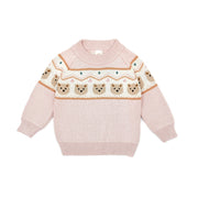 Bear Sweater Pima Cotton Pink & natural