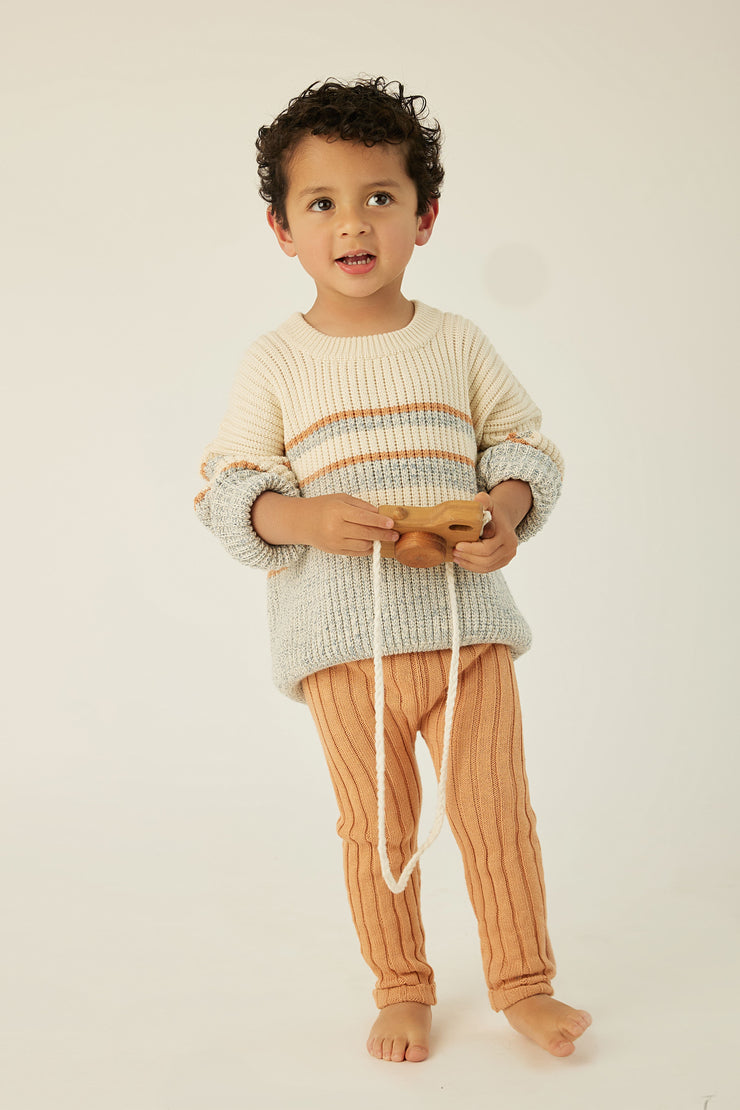 Henry Sweater Pima Cotton Blue & camel & natural