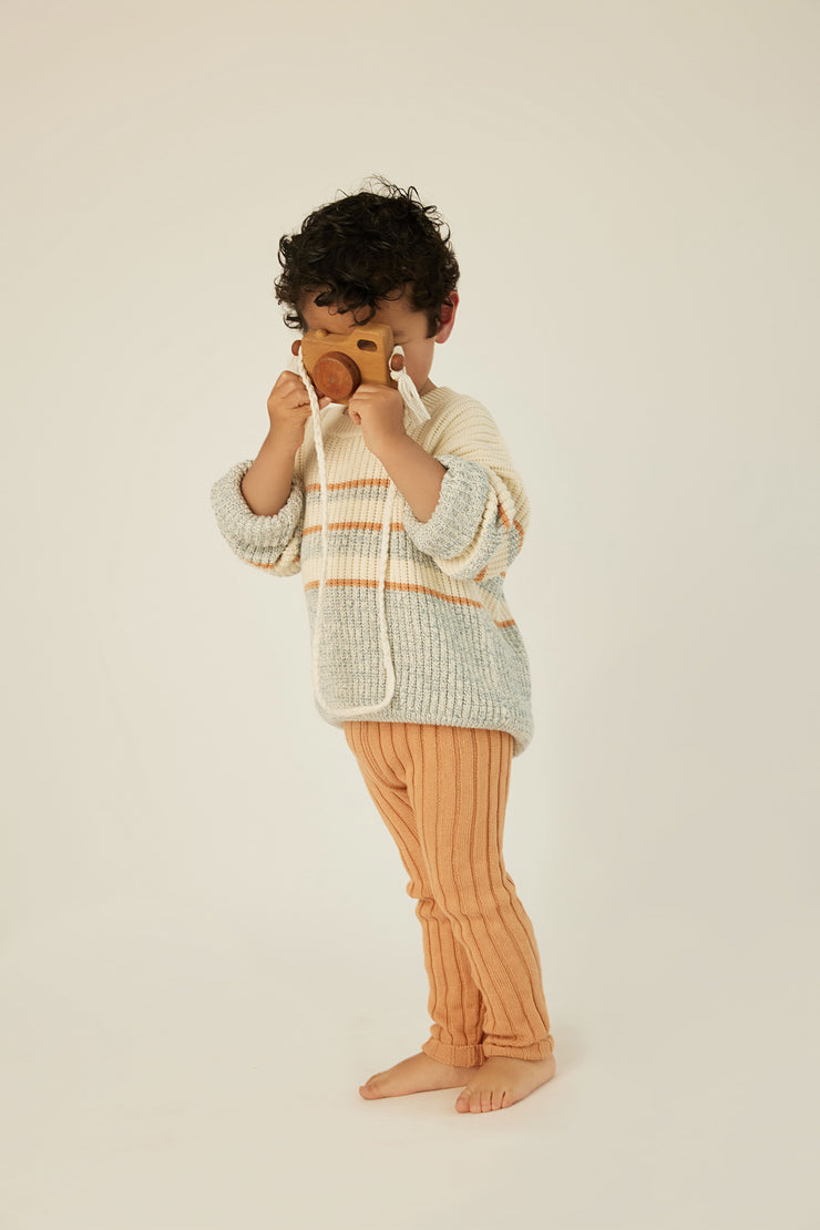 Henry Sweater Pima Cotton Blue & camel & natural