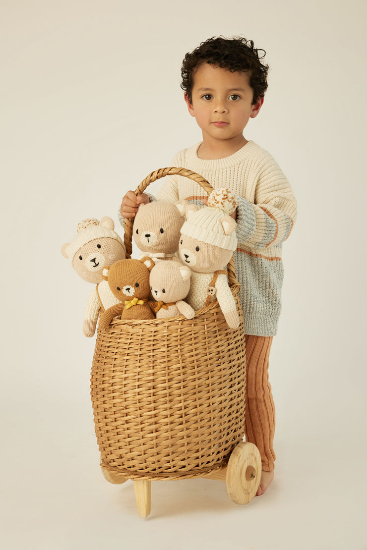 Henry Sweater Pima Cotton Blue & camel & natural