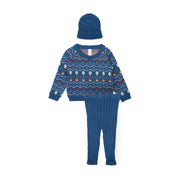 Forest Set + knitted beanie + knitted leggin Pima Cotton Blue