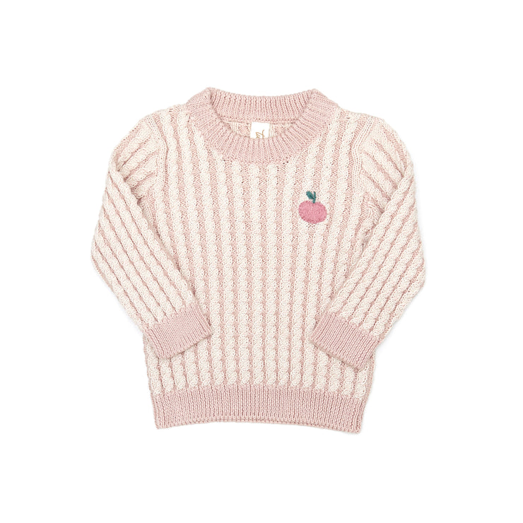 Dominique Sweater embroidered Pima Cotton Pink & natural