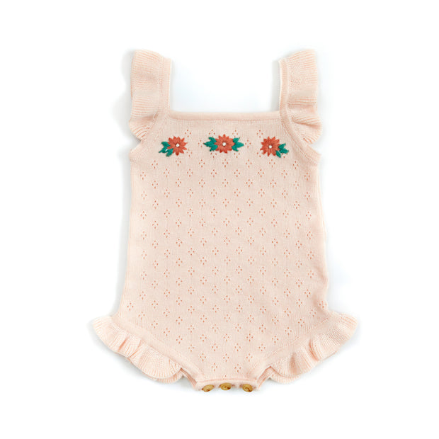 EMBROIDERED ROMPER Baby pink