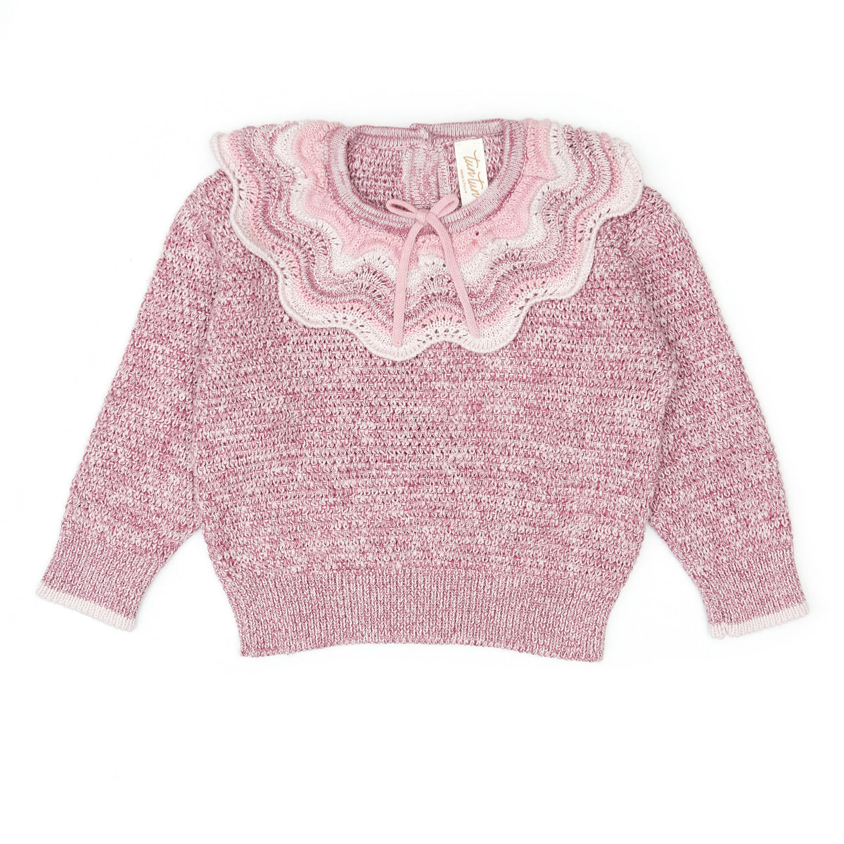 Multicolor Ruffle Sweater - Mauve marl - pima cotton