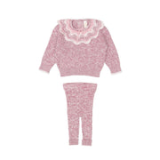 Set Multicolor Ruffle Sweater + Leggins - Mauve marl - pima cotton