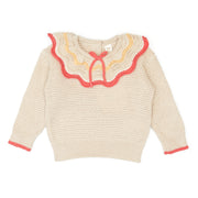 Set Multicolor Ruffle Sweater Oatmel + Leggins Red - pima cotton