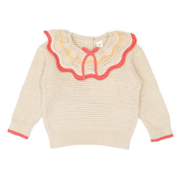 Set Multicolor Ruffle Sweater Oatmel + Leggins Red - pima cotton