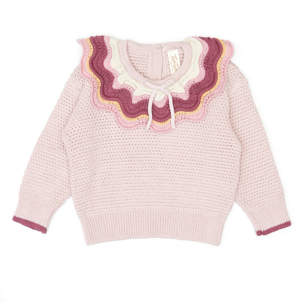 Multicolor Ruffle Sweater - Rose - pima cotton