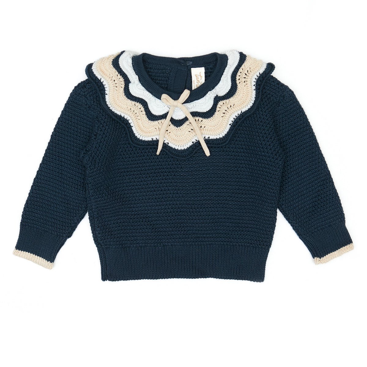 Multicolor Ruffle Sweater - Navy - pima cotton