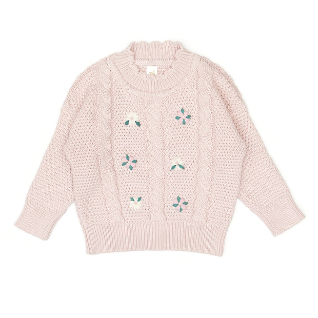 Embroidered Sweater - Rose - pima cotton