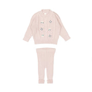 Set Embroidered Sweater + Leggins - Rose - pima cotton