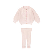 Set Knitted Cardigan + Knitted Leggin - Rose - pima cotton