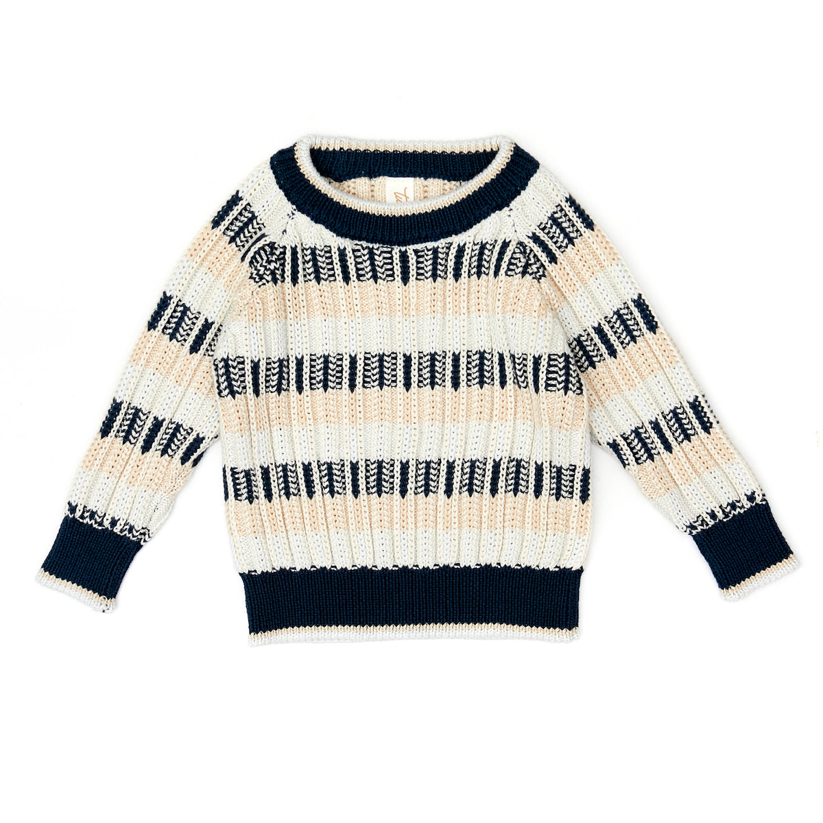 Mason Sweater - Navy & oatmeal & light blue - pima cotton