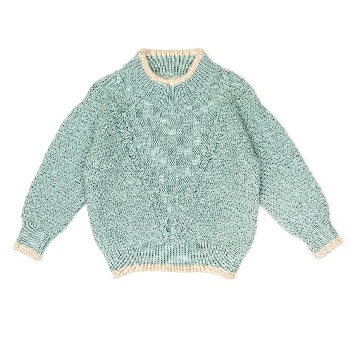 River Sweater - Jade & oatmeal - pima cotton