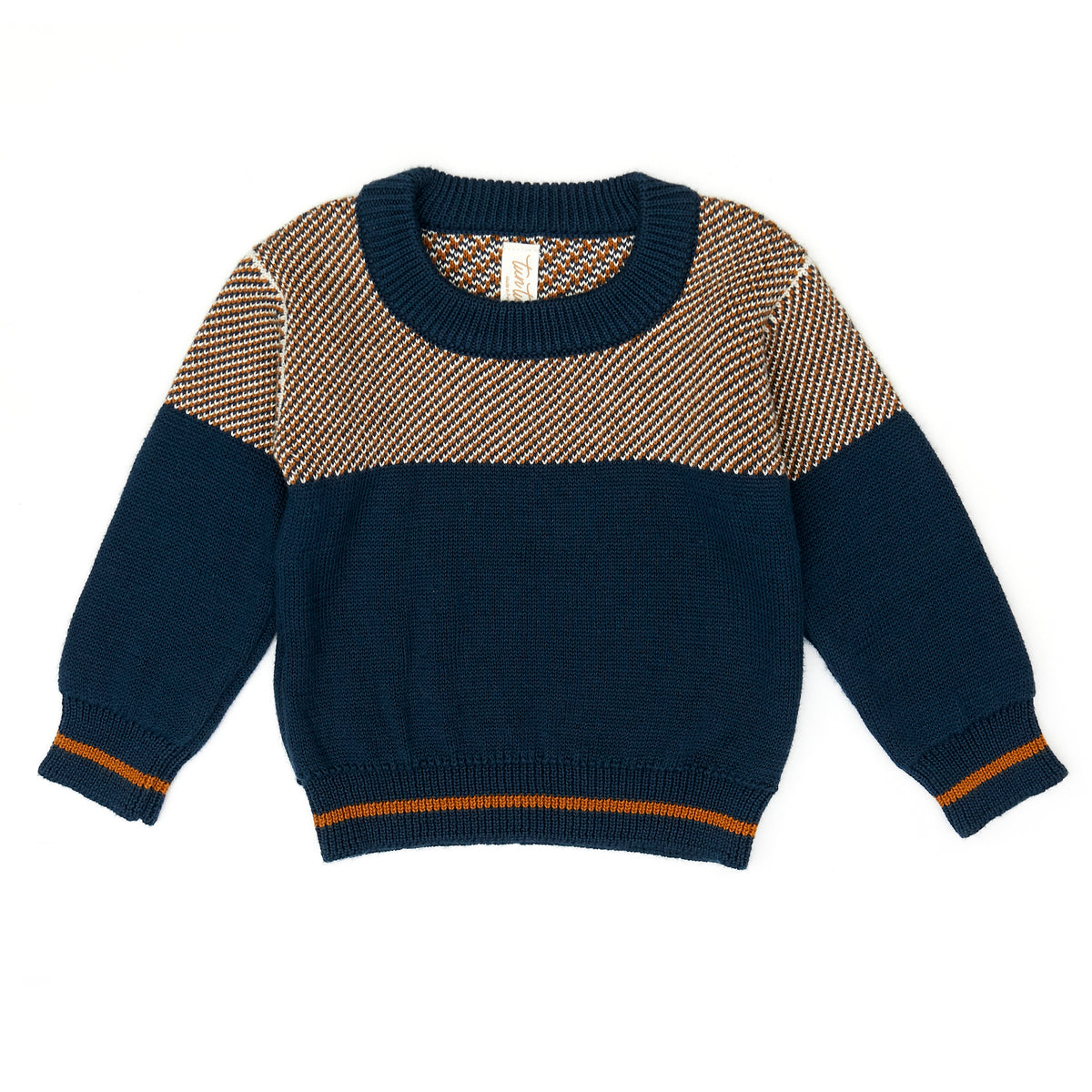 Aiden Sweater - Navy & tobacco & natural - pima cotton
