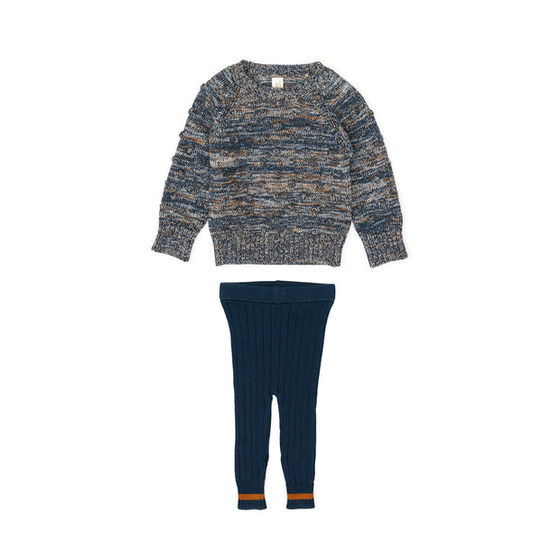 Set Jo Sweater + Knitted Pant - Navy marl - pima cotton