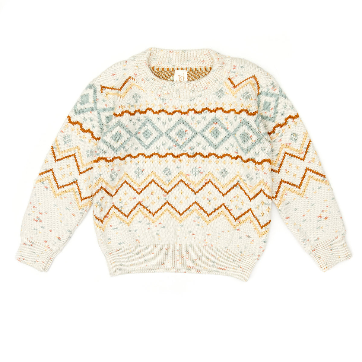Winter Sweater - Natural confetti & jade & mustard seed & tobacco - pima cotton