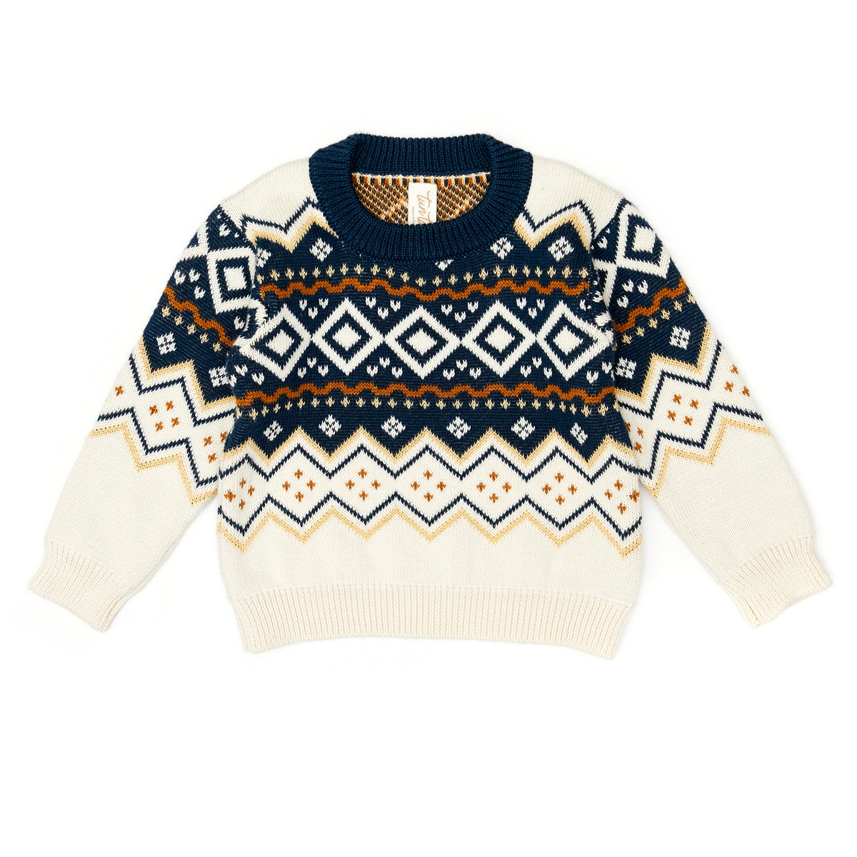 Winter Sweater - Navy & natural & tobacco & mustard seed - pima cotton
