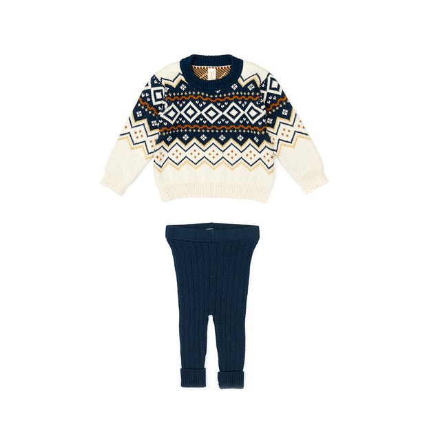 Set Winter Sweater + Leggins - Navy - pima cotton