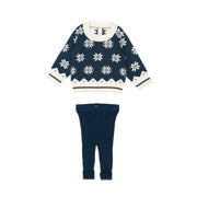 Set Holiday Sweater + Knitted Leggin - Navy - pima cotton