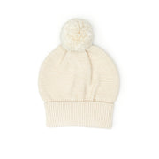 Pompom Hat - Natural & oatmeal marl - pima cotton