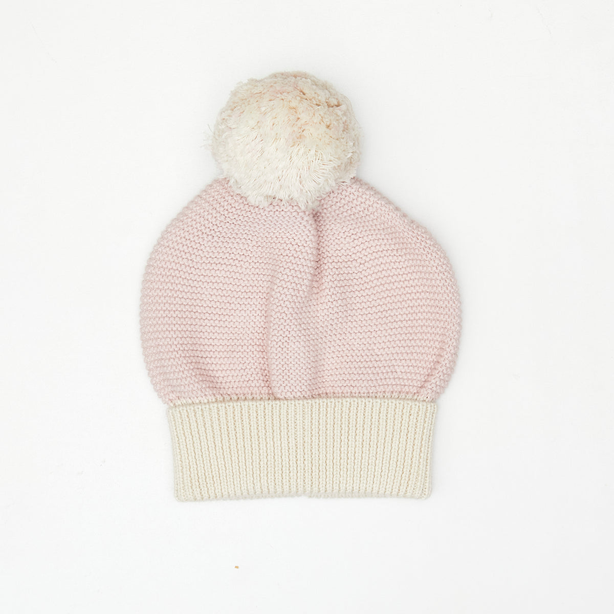 Pompom Hat - Rose & natural - pima cotton