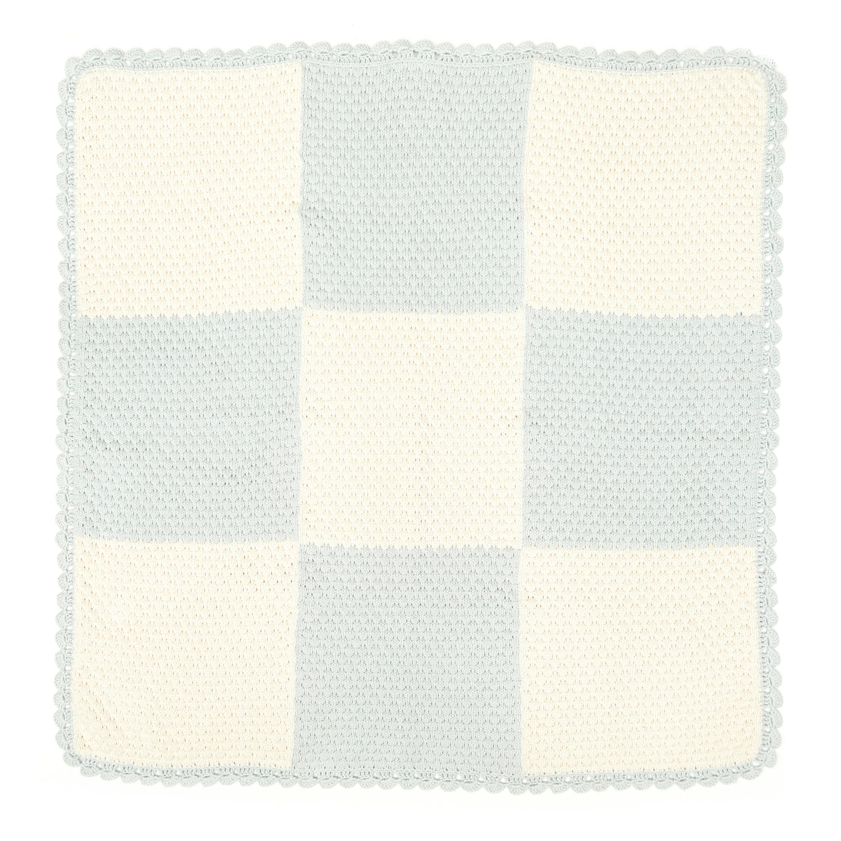 Patchwork Blanket - Sky blue & natural - Pima cotton