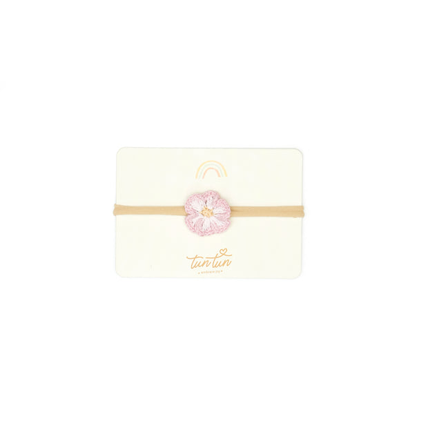 Flower Headband - Rose & cameo pink & mustard seed - pima cotton