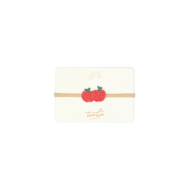 2 apples headband - Red & evergreen - pima cotton