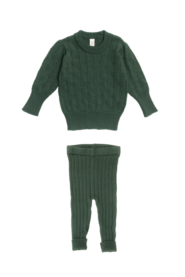 Green Forest Set Alice Sweater + Leggins Pima Cotton