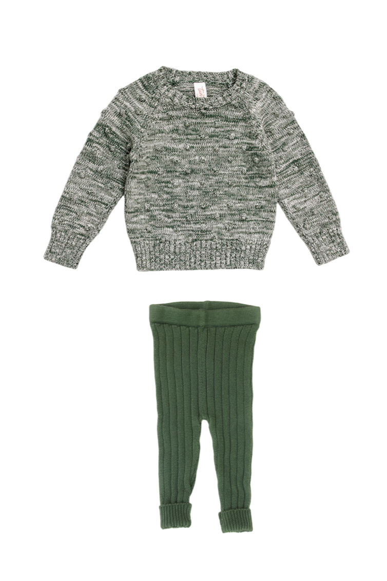 Green Forest Marl Set Jo Sweater + Leggins Pima Cotton