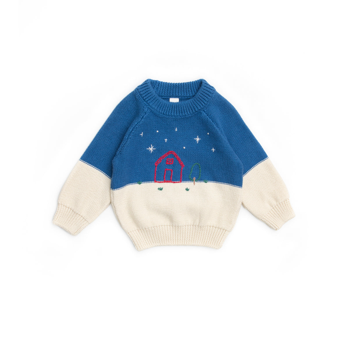 Federal Blue & Natural Set Tiny House Sweater + Leggins Pima Cotton