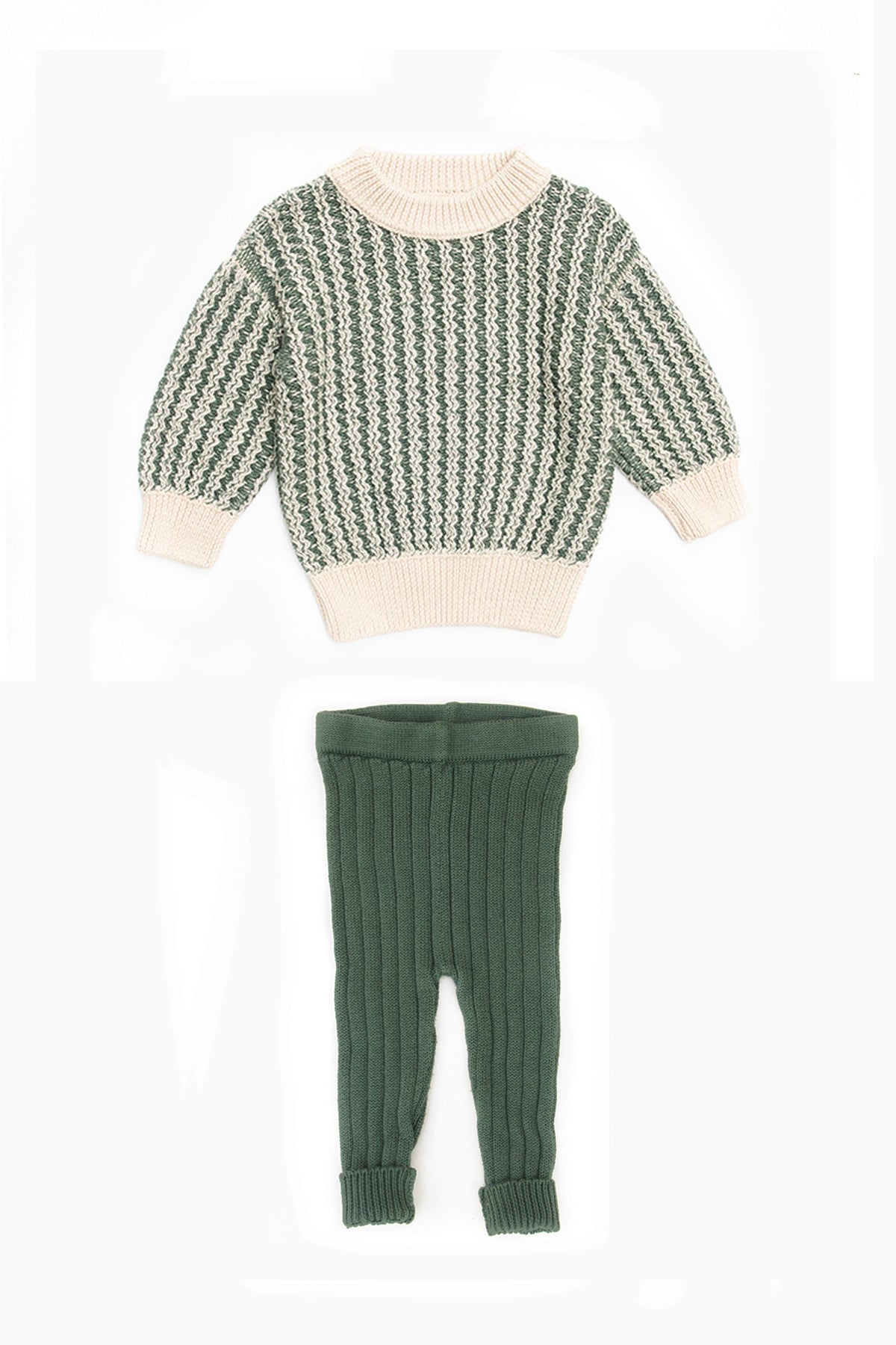 Green Forest & Natural Set Chase Sweater + Leggins Pima Cotton