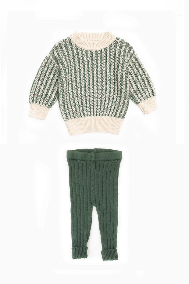 Green Forest & Natural Set Chase Sweater + Leggins Pima Cotton
