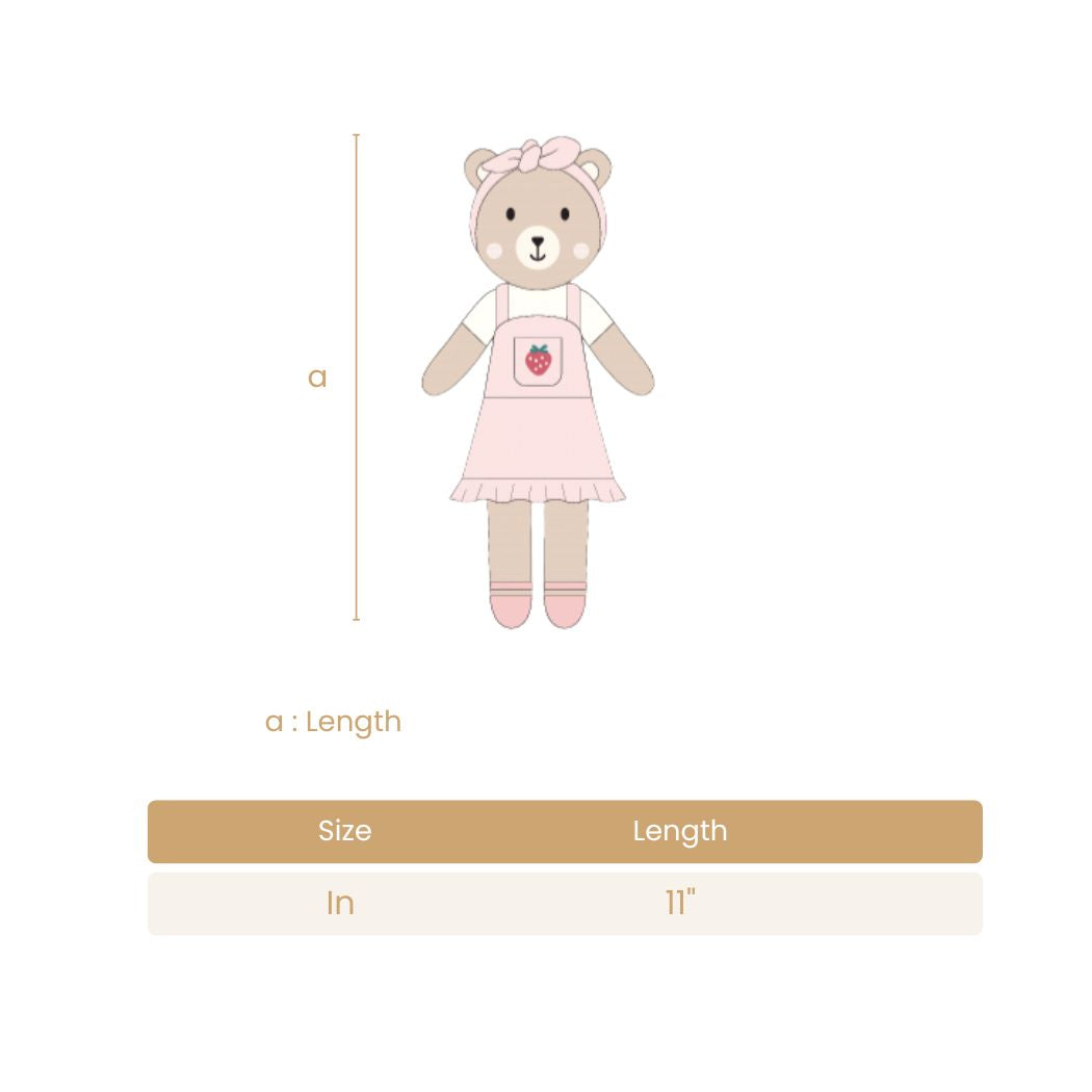 Emma the bear with strawberry Pink & natural - 11"