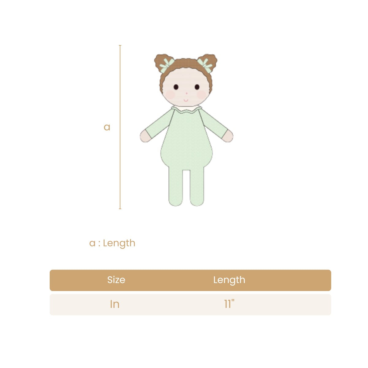 Baby Emily doll light green - 11"