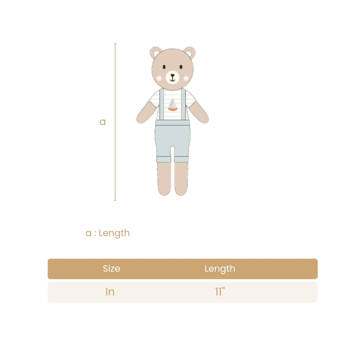 Arthur the bear with sailboat Light blue & Natural - 11"