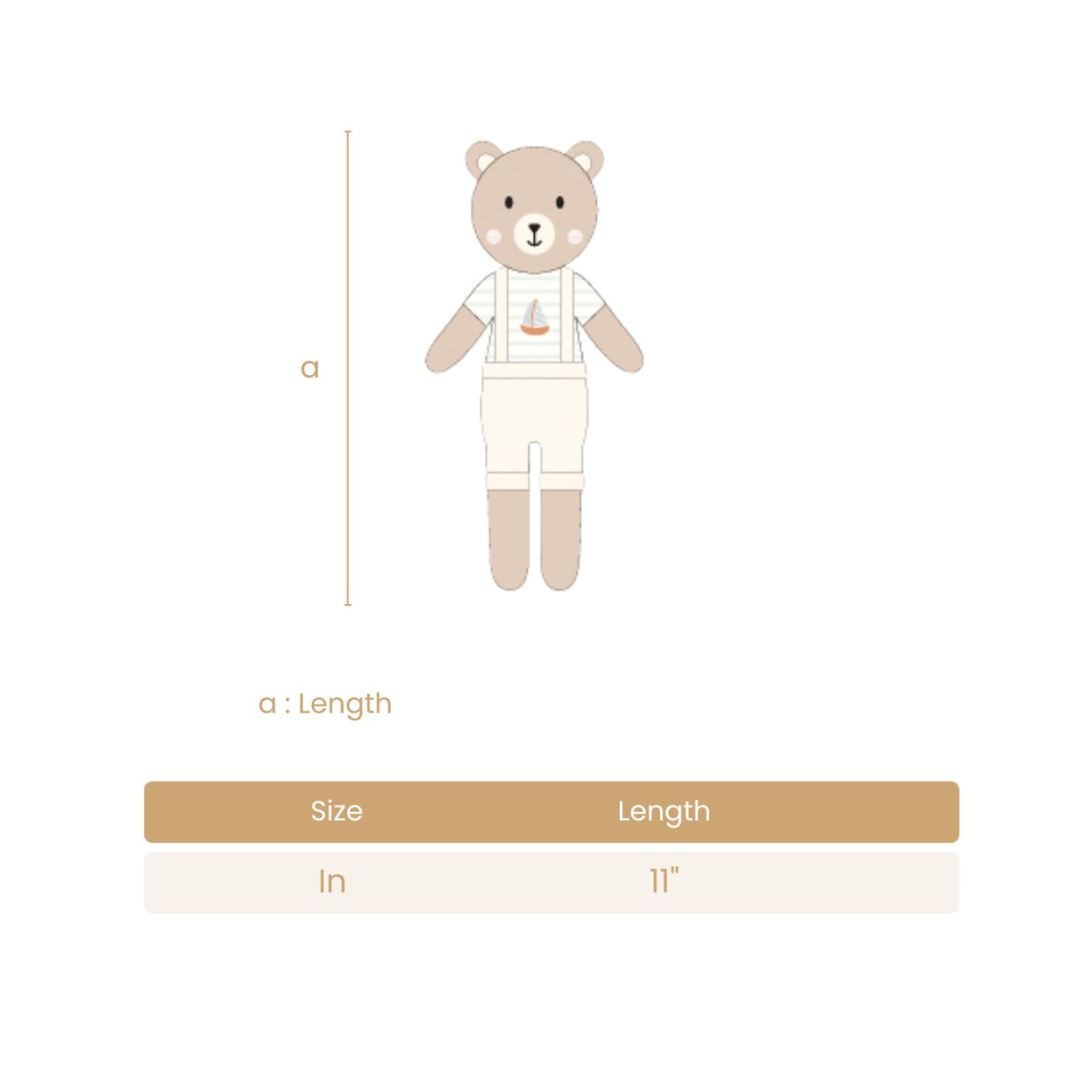 Arthur the bear with sailboat Natural & Light blue - 11"