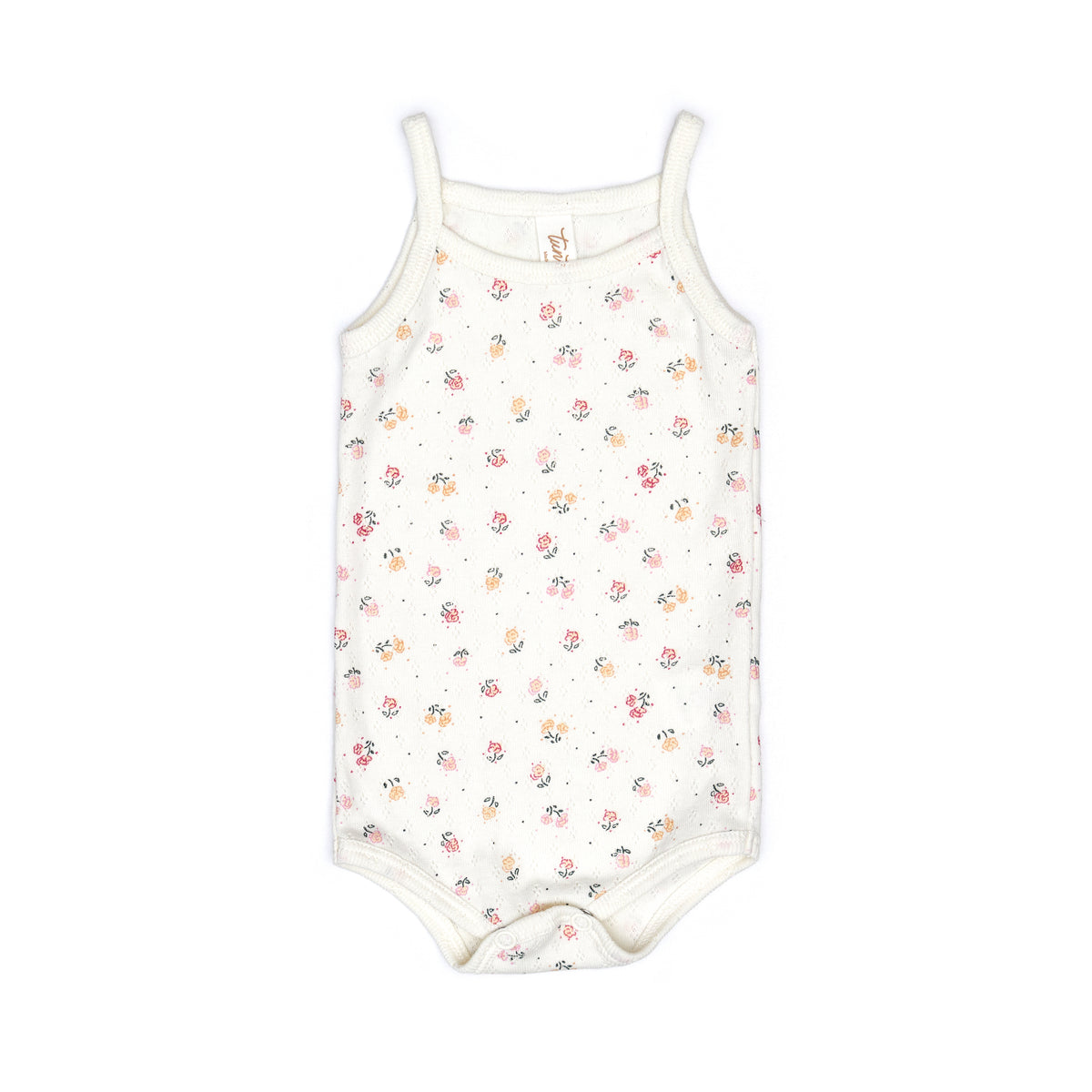 Pointelle tank onesie Natural flowers