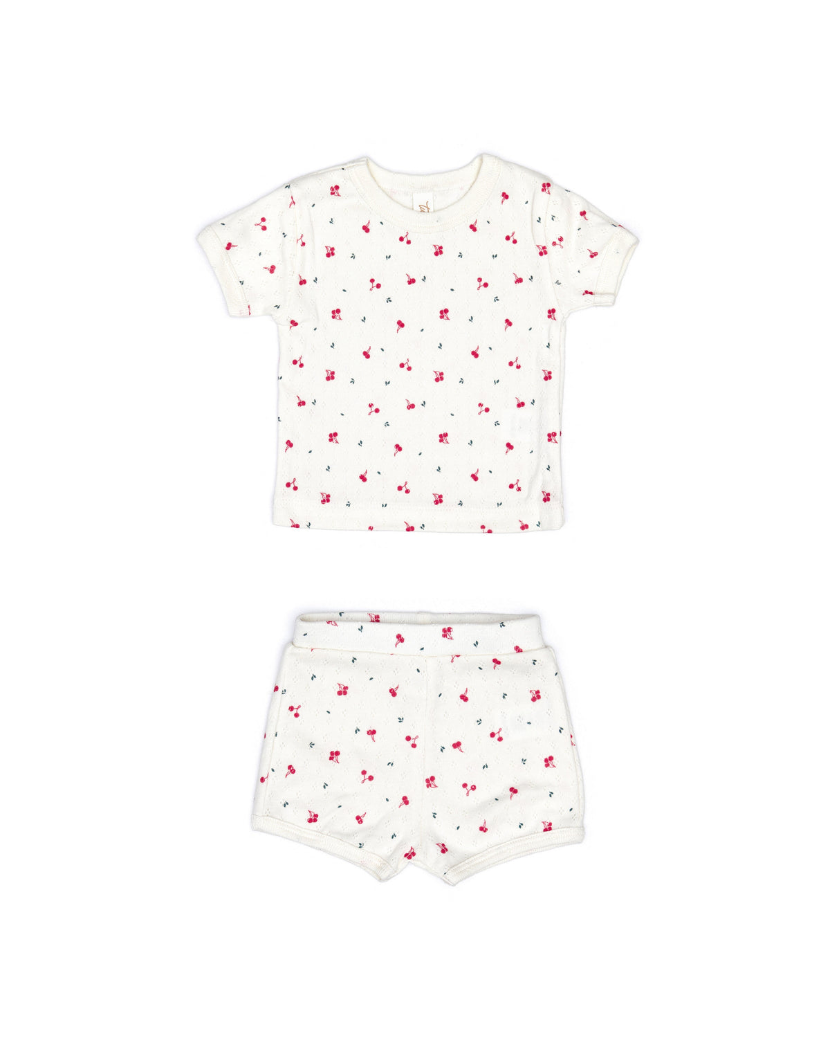 Pointelle Set Top + Short Natural little cherries