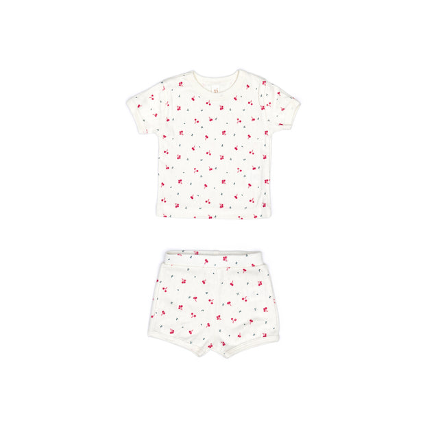 Pointelle Set Top + Short Natural little cherries