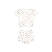 Pointelle Set Top + Short Natural flowers
