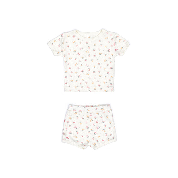 Pointelle Set Top + Short Natural flowers