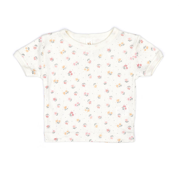 Pointelle Set Top + Short Natural flowers