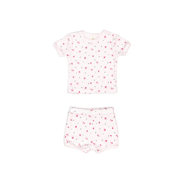 Pointelle Set Top + Short Violet little cherries