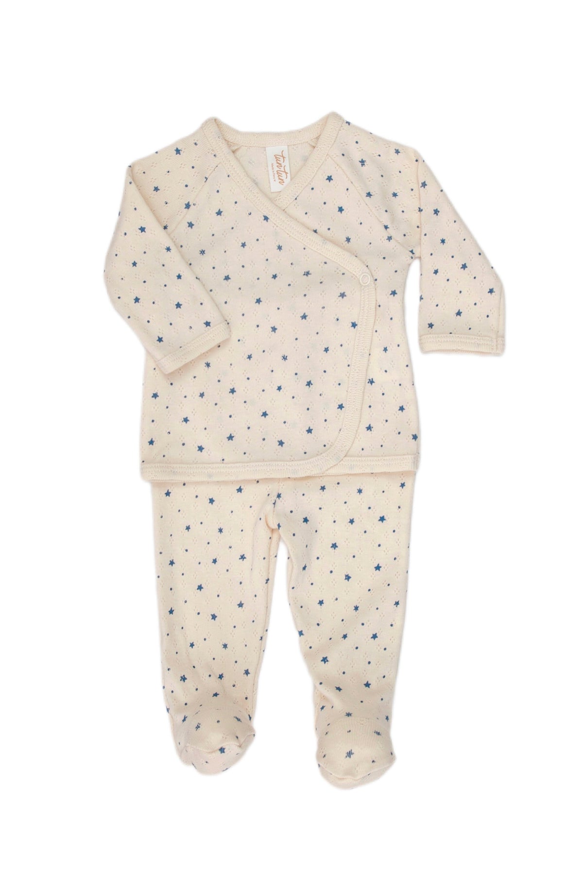 Little Stars White Swan Pointelle Kimono Set