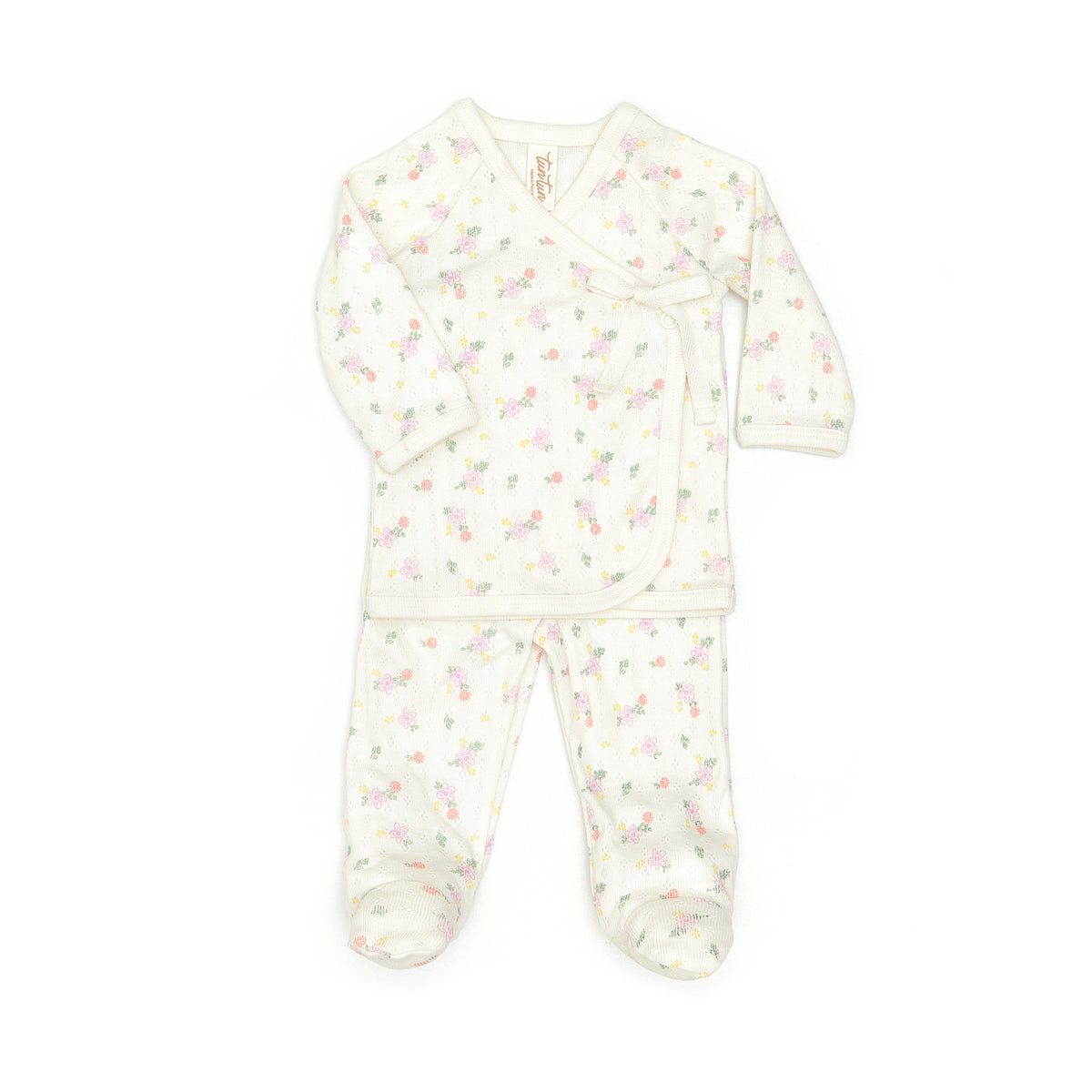 POINTELLE KIMONO SET pima cotton Natural flowers