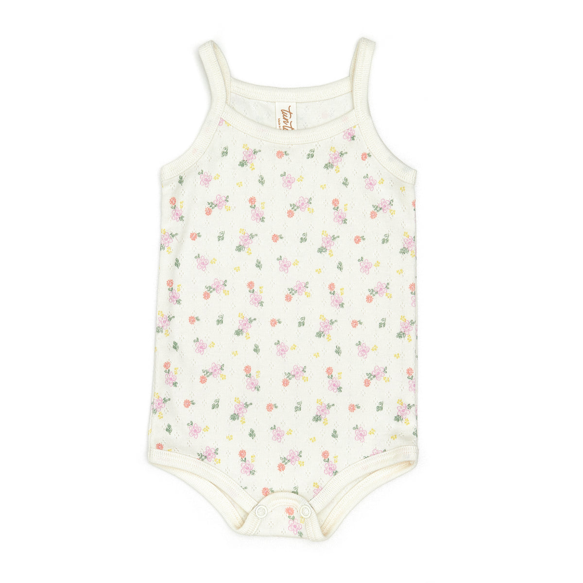 Pointelle tank onesie pima cotton Natural flowers