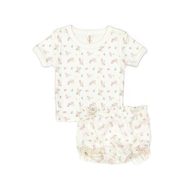 Pointelle Top + Pointelle bloomer Natural flowers